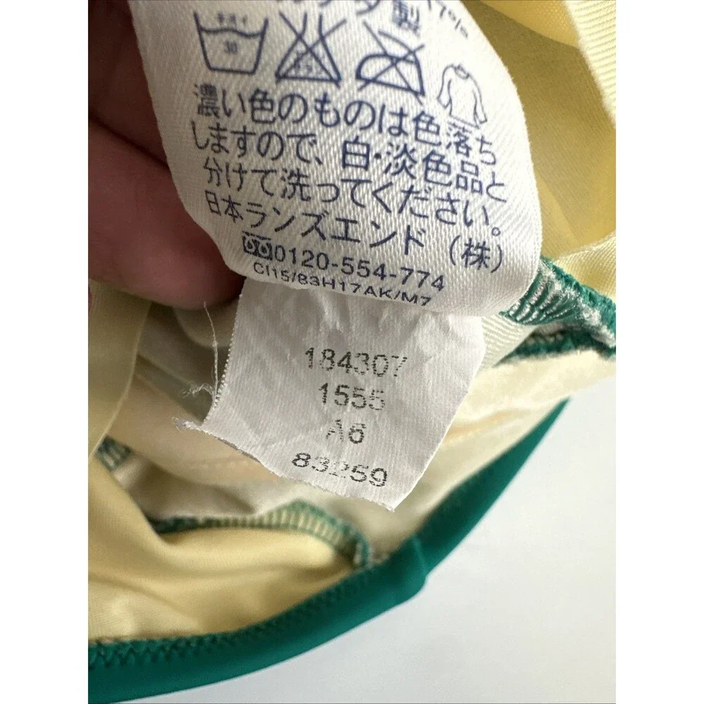 Lands End One Piece Swimsuit Green Halter Tie Neck Ring‎ V-Neck Beach Plus 18